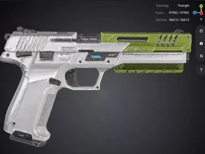 Futuristic Pistol Green 3D model