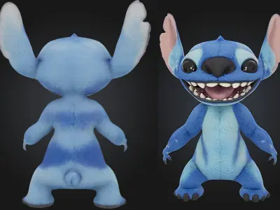 Stitch Cute Alien Cartoon Character Low-poly 3D model