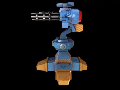 Machine Gun Turret Low-poly 3D model