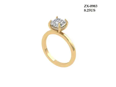 Cushion Solitaire Ring 3D print model order