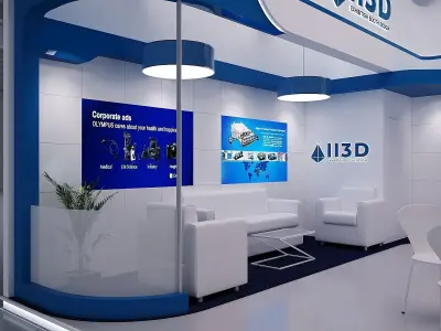 Exhibition Stand Stall Two Side Open 6X6 3D model