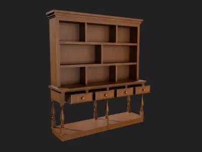 Vintage Wooden Shelf with Drawers Low-poly 3D model