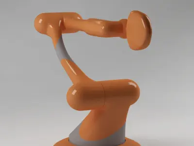 Industrial Robot arm joint orange and gray 3D model