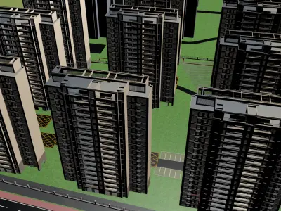 Buildings City building industrial park commercial housing 3D model V14