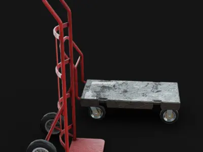 Hand Truck and Cart Low-poly 3D model