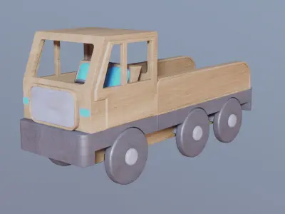 WOODEN TOY TRUCK - RogueFilmProductions Low-poly 3D model