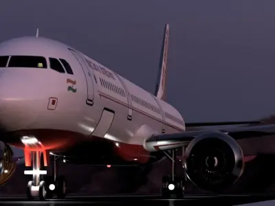Airbus A321-200 Airindia Livery  Low-poly 3D model