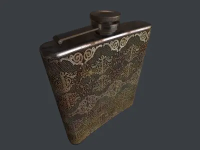 OldFlask ornate flask Low-poly 3D model