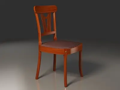 Leather seat wooden Retro chair hobnailed 3D model