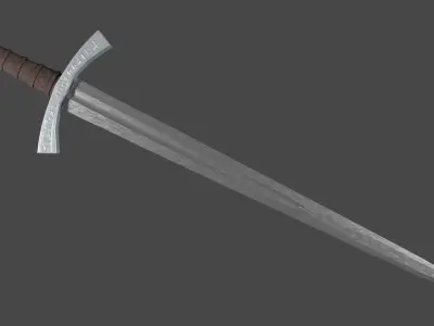Excalibur sword with Falchion handle Low-poly 3D model