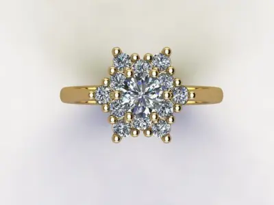 10105 diamond cluster ring gold 3D print model