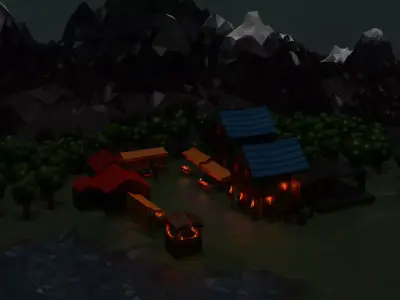 Middle Age Village Low-poly 3D model