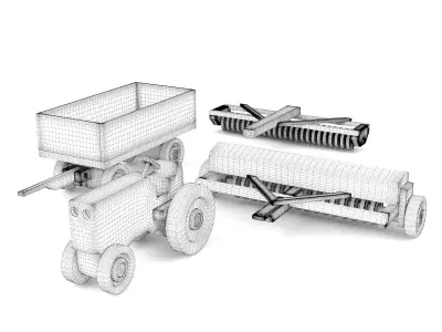 Wooden toy tractor 07 3D model