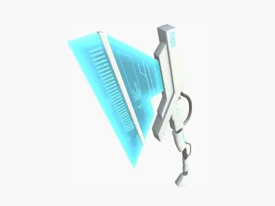 SciFi War Axe A02 White Blue - Sci Fi Weapon Design Low-poly 3D model