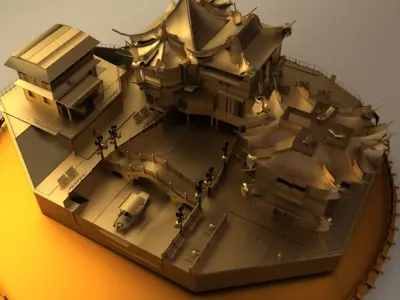 Chinese Ancient House 3D model 10