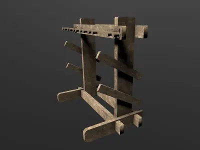 Medieval Weapons Rack Low-poly 3D model