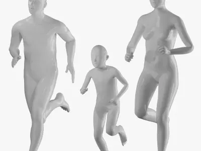 Animated Male Female and Child Mannequin 3D model