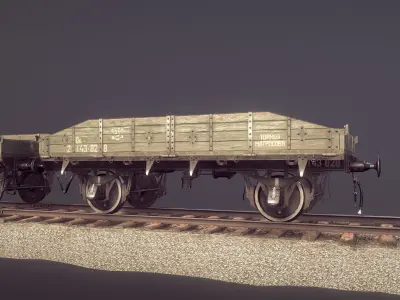 Armored Train JDP20TU railway platform 18T Low-poly 3D model