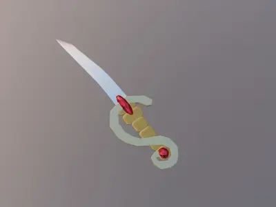 Sword metal rod with bead in middle Low-poly 3D model