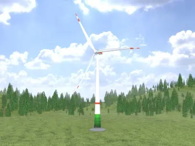 Windkraftanlage mit Fundament E1 H-132 RD 172 m Low-poly 3D model