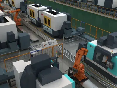 Factory Interior and CNC Equipment 3D model