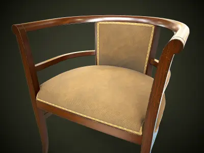 Vintage Chair and Coffee Table Low-poly 3D model