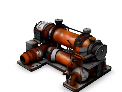 SciFi Industrial Generator Unit Low-poly 3D model