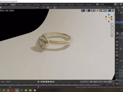 Diamond ring  3D model purchase