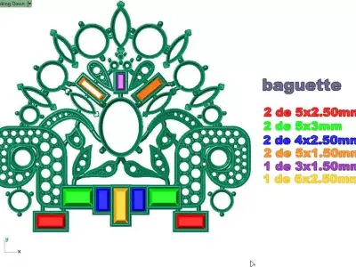 Symmetrical Diamond and Gold Brooch 3D print model