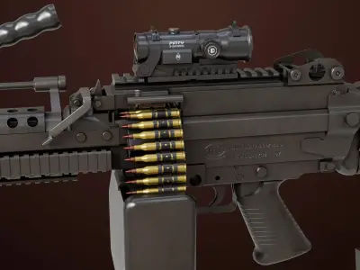 Machine Gun 16 Black All PBR Unity UE Textures Low-poly 3D model