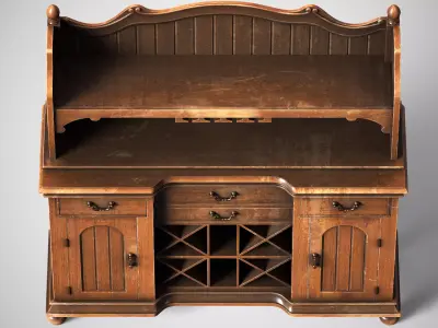 Antique Bureau Low-poly 3D model