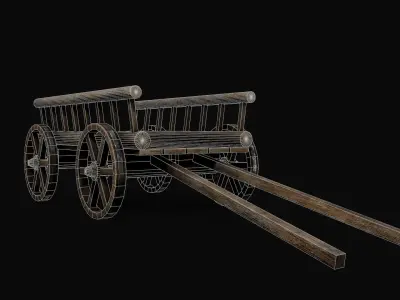 PBR Medieval cart Low-poly 3D model