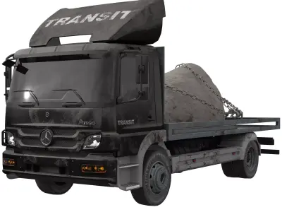Truck with Rock Transport - Heavy Duty Industrial 3D Asset 3D model