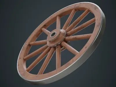 Wagon Wheel 1A Low-poly 3D model