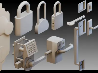 120 Keys and Locks- High detail 3d models 3D model