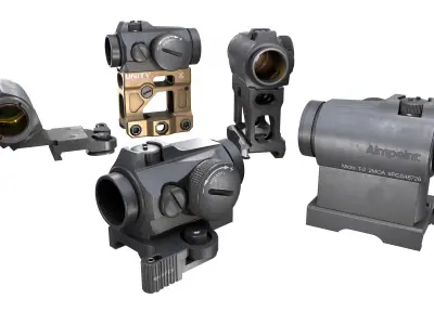 Complete rifle scope and red dot optic bundle 3D Model Pack