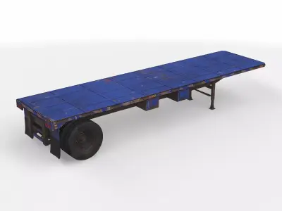 flatbed trailer 02 3D model