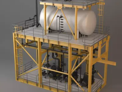 Industrial Tank  Pumping Station with Access Platform 3D model