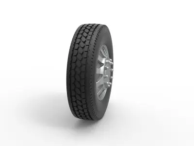 Front custom wheel of semi truck Version 18 Scale 1 to 25 3D print model