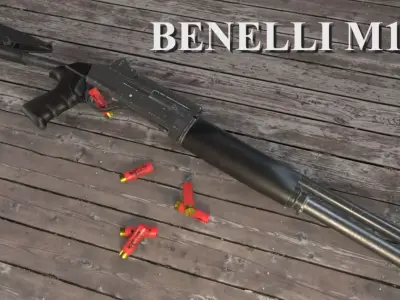 PBR M1014 Shotgun Low-poly 3D model