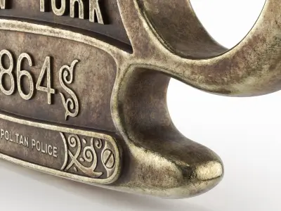 Vintage Brass Knuckles Metropolitan Police 1864 Brass Old 3D model