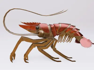 Mechanical shrimp lowpoly Low-poly 3D model