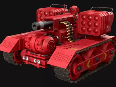 UGV Concept-3B-Red-Clean Low-poly 3D model