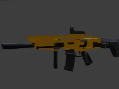 Assault Low Poly gun with paint Free 3D model