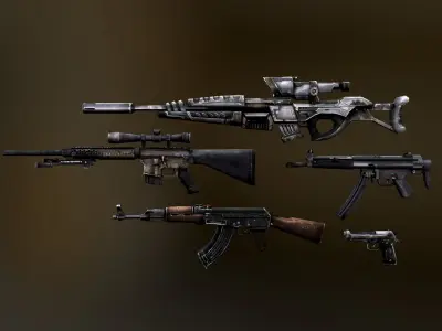 Hunter Attack Bundle Low-poly 3D model