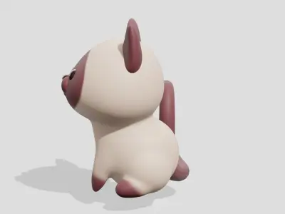 Cute Siamese cat sitting  3D model