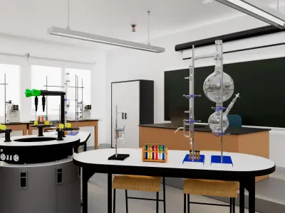 School Laboratory Interior with Modern Equipment 3D model
