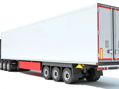 Truck with Reefer Refrigerator Trailer 3D model get