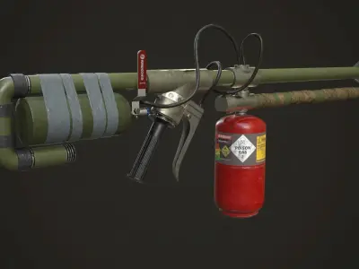 Flamethrower fire extinguisher Low-poly 3D model purchase
