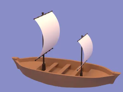 Wood Boat Low-poly 3D model buy